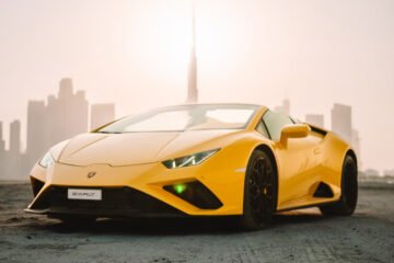 Best Lamborghini Evo Spyder – Yellow Daily Rental in Dubai